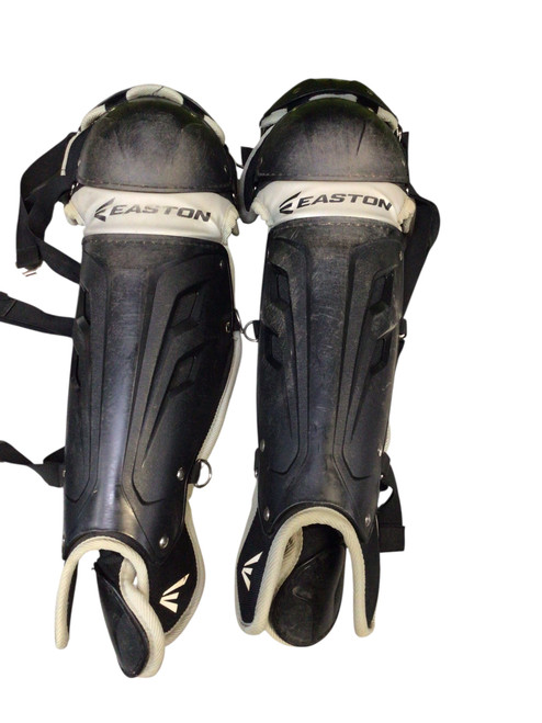 Vist Large View of Product Image Which is Used Easton ADT SHIN GUARDS Catchers Leg Guards Black Adult