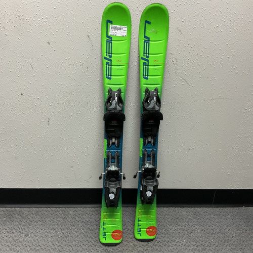 Vist Large View of Product Image Which is Used Elan JETT 90 Boys DH Ski/Binding Green And Royal Blue 90 cm