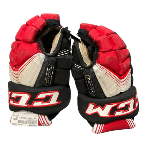 Vist Large View of Product Image Which is Used CCM TACKS Junior Gloves Black And Red 11"