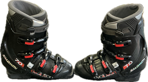 Vist Large View of Product Image Which is Used Salomon EVOLUTION 7.0 Mens DH Ski Boot Black 265 MP - M08.5 - W09.5