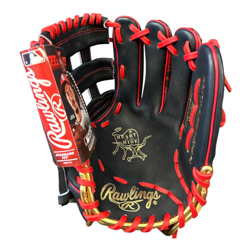 Vist Large View of Product Image Which is Used Rawlings HEART OF THE HIDE BB/SB Glove RH Throw Black 12"