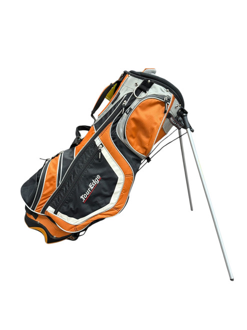 Vist Large View of Product Image Which is Used Tour Edge Men’s Golf Stand Bag - Orange/Black/Grey