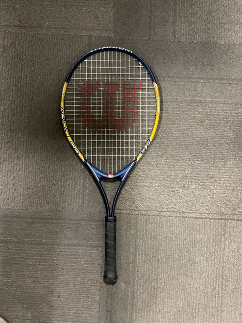 Vist Large View of Product Image Which is Used Wilson US OPEN Womens Tennis Racquet Navy Blue 4"