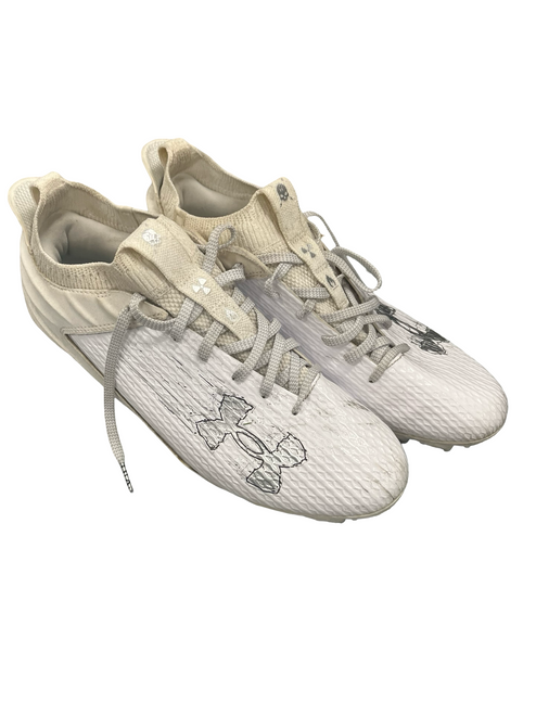 Vist Large View of Product Image Which is Used Under Armour Adult FB Cleats White Senior 10.5