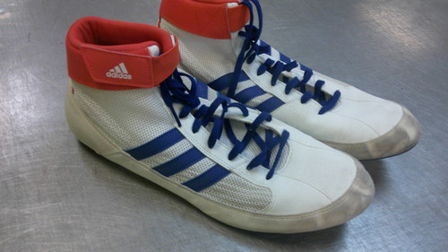 Vist Large View of Product Image Which is Used Adidas Wrestling Shoes White Senior 13