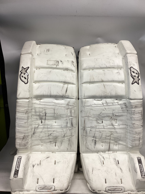 Vist Large View of Product Image Which is Used Brians HSERIES Goalie Leg Pads Junior White 31"