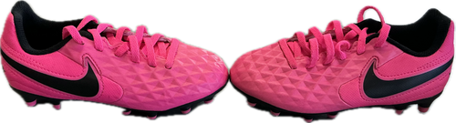 Vist Large View of Product Image Which is Used Nike TIEMPO Soccer Cleats Pink And Black Youth 11.0