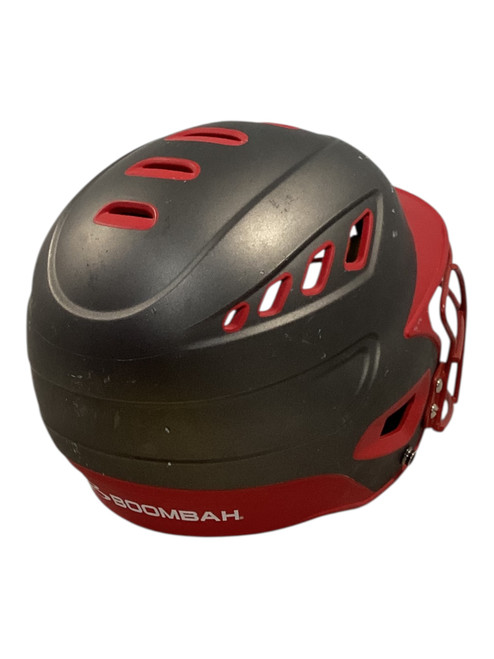 Vist Large View of Product Image Which is Used BoomBah BBH2 Batting Helmet w/Mask Black And Red S/M