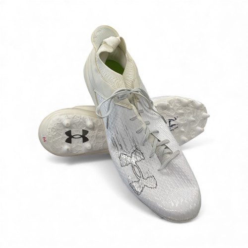 Vist Large View of Product Image Which is Used Under Armour Adult FB Cleats White Senior 14