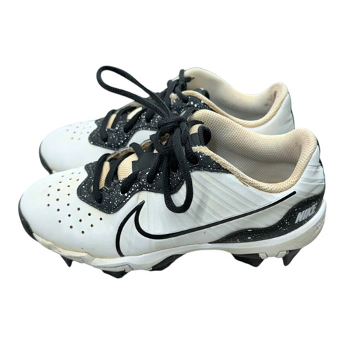 Vist Large View of Product Image Which is Used Nike ALPHA HUARACHE 4 KEYSTONE BB/SB Cleats White And Black Junior 02.5