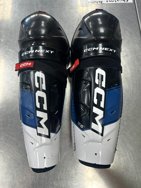 Vist Large View of Product Image Which is Used CCM NEXT Senior Shin Guards Black 15"