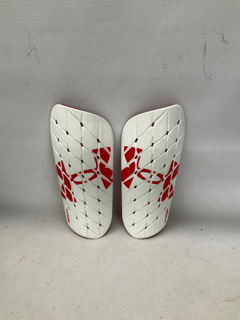 Vist Large View of Product Image Which is Used Under Armour Soccer Shin Guards Junior White SM