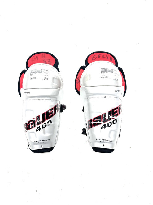 Vist Large View of Product Image Which is Used Bauer 400 Youth Shin Guards Grey 8"