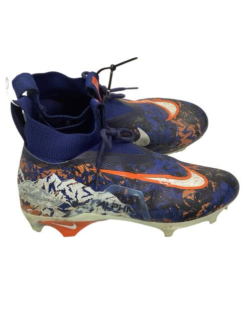 Vist Large View of Product Image Which is Used Nike ALPHA MENACE ELITE 3 RW NAVY/ORANGE Adult FB Cleats Navy Blue And Orange Senior 10