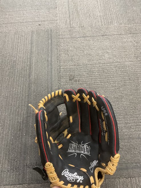 Vist Large View of Product Image Which is Used Rawlings HIGHLIGHT SERIES BB/SB Glove RH Throw Black 10 1/2"