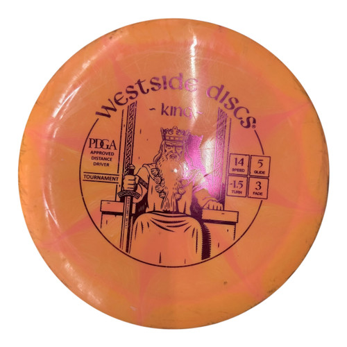 Vist Large View of Product Image Which is Used Westside TOURNAMENT KING Disc Golf Driver Orange 171g