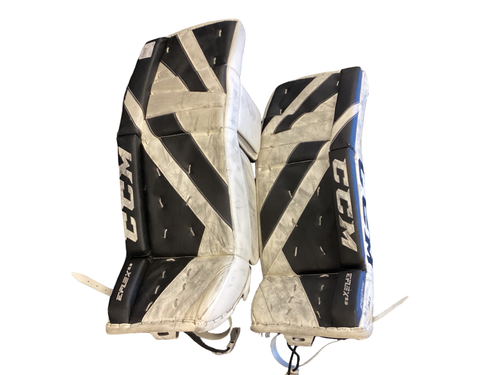 Vist Large View of Product Image Which is Used CCM EFLEX 5.9 Goalie Leg Pads Inter White 30"