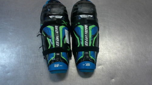 Vist Large View of Product Image Which is Used Bauer X Junior Shin Guards Black 10"