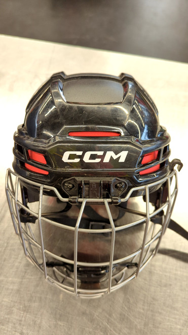 Vist Large View of Product Image Which is Used CCM TACKS 70 JR Helmet Cage Combo Black SM