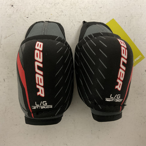 Vist Large View of Product Image Which is Used Bauer LIL SPORT Youth Elbow Pads Black And Red LG