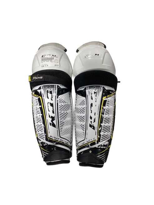 Vist Large View of Product Image Which is Used CCM TACKS 9060 Intermediate Shin Guards White 12"