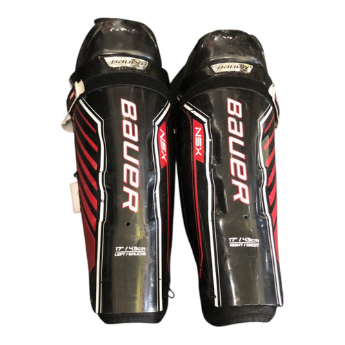 Vist Large View of Product Image Which is Used Bauer NSX Senior Shin Guards Black 17"