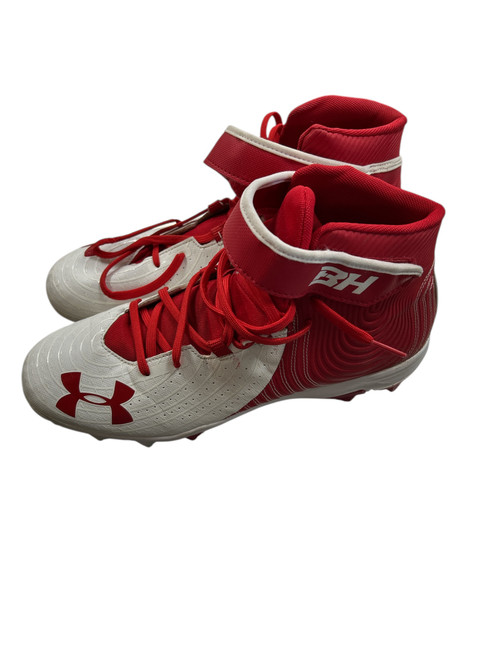 Vist Large View of Product Image Which is Used Under Armour BH BB CLEATS 11 BB/SB Cleats Red And White Senior 11