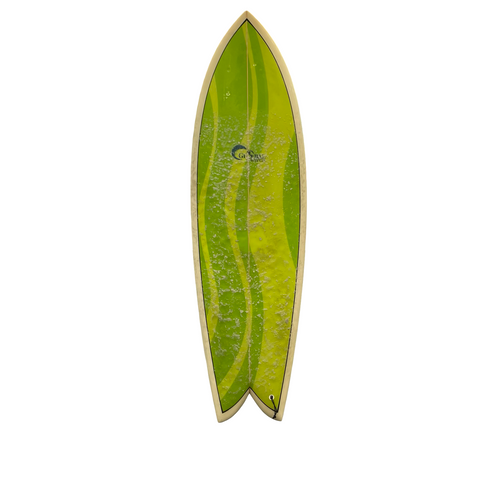 Vist Large View of Product Image Which is Used Global Surf Lab Twin Fin Fish Surfboard 6Ft