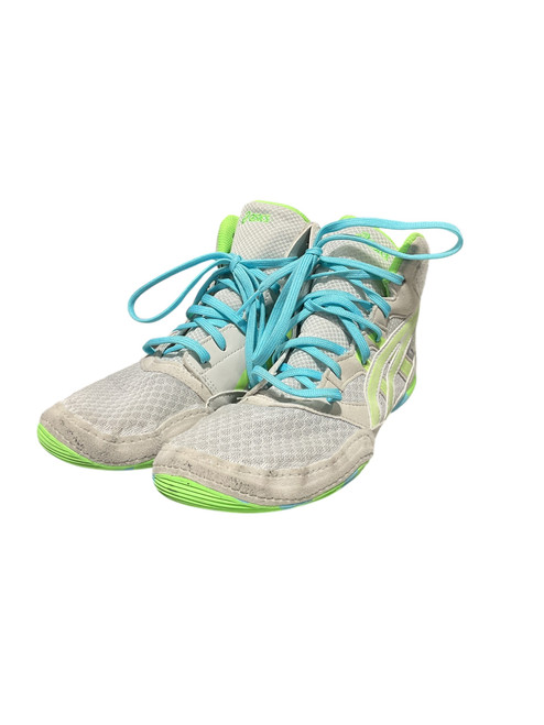 Vist Large View of Product Image Which is Used Asics Wrestling Shoes Turquoise Junior 05.5