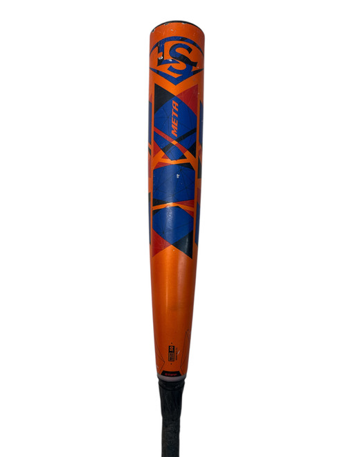 Vist Large View of Product Image Which is Used 2022 Louisville Slugger Meta 32/29 -3 BBCOR Bat - Orange and Royal Blue