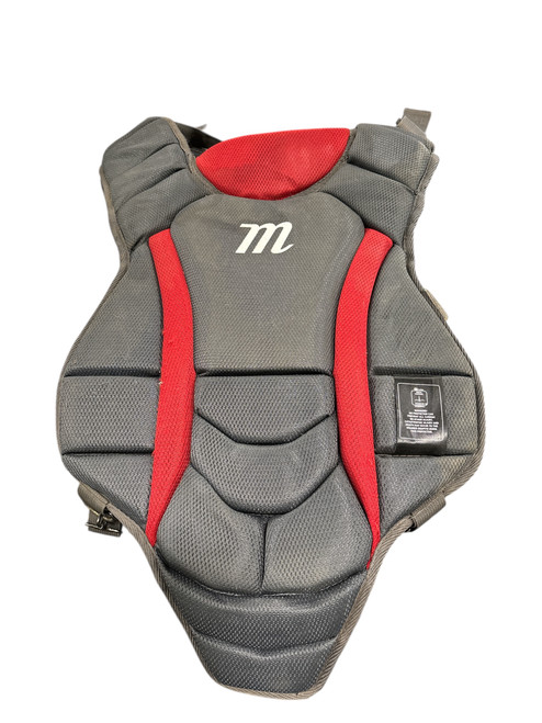 Vist Large View of Product Image Which is Used Marucci Catchers Chest Protector Grey And Red Junior