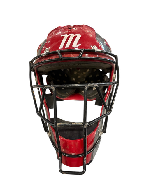 Vist Large View of Product Image Which is Used Marucci CHMGS1A Catchers Helmet w/Mask Red One Size