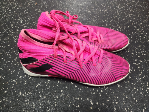 Vist Large View of Product Image Which is Used Adidas NEMESIS Soccer Indoor Shoes Pink Junior 04