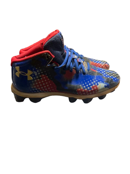 Vist Large View of Product Image Which is Used Under Armour FREEDOM BB CLEATS JNR 6.0 BB/SB Cleats White/Red/Navy Junior 06