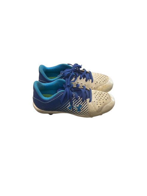 Vist Large View of Product Image Which is Used Under Armour 4219807482 BB/SB Cleats Royal Blue And White Youth 06.0