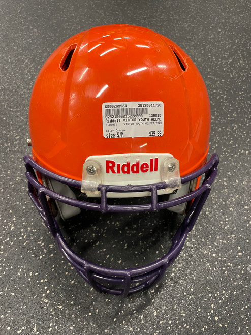 Vist Large View of Product Image Which is Used Riddell VICTOR YOUTH HELMET 2023 FB Helmet Orange S/M