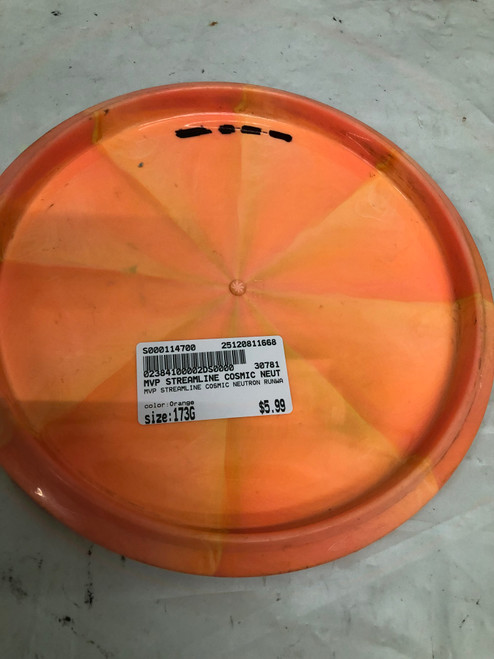 Vist Large View of Product Image Which is Used MVP STREAMLINE COSMIC NEUTRON RUNWAY Disc Golf Mid Range Orange 173g