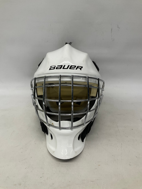 Vist Large View of Product Image Which is Used Bauer NME 3 Youth Goalie Helmet/Mask White One Size
