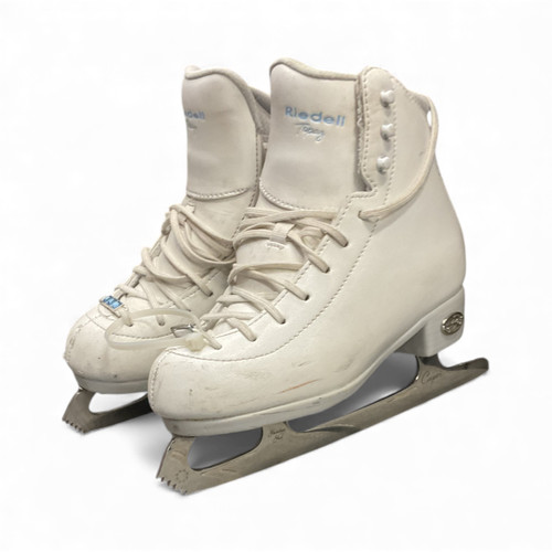 Vist Large View of Product Image Which is Used Riedell TOPAZ SZ 1.5 Girls Figure Skate White Junior 01.5
