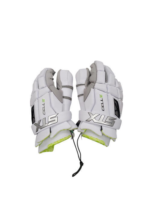Vist Large View of Product Image Which is Used STX CELL VI Lacrosse Goalie Gloves Mens White SM