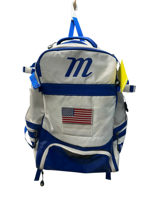 Vist Large View of Product Image Which is Used Marucci BATTALION BACKPACK BB/SB Player Backpack White