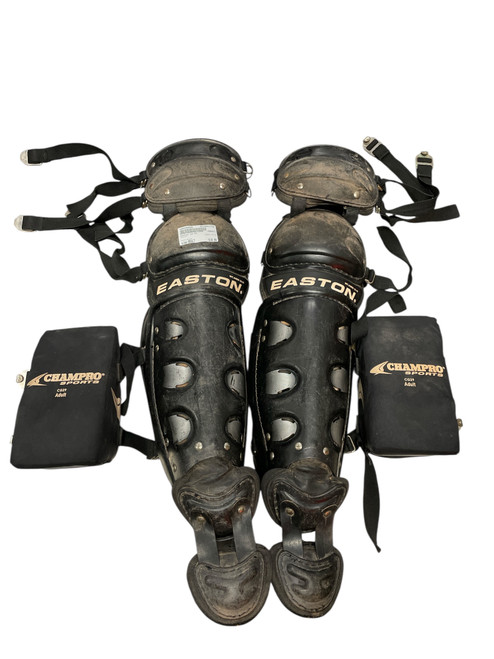 Vist Large View of Product Image Which is Used Easton 12-15 Catchers Leg Guards Black Adult