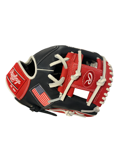 Vist Large View of Product Image Which is Used Rawlings GGE115NSW BB/SB Glove RH Throw Navy Blue 11 1/2"