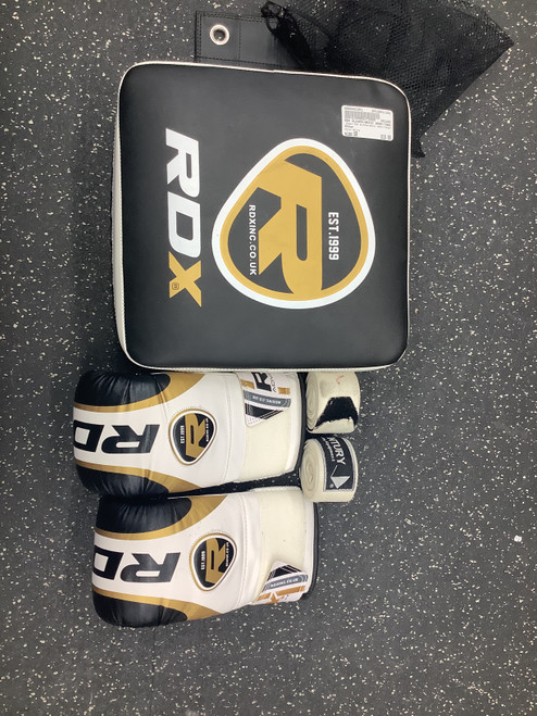Vist Large View of Product Image Which is Used RDX GLOVES/WRIST WRAP/TARGET Boxing Gloves White Senior