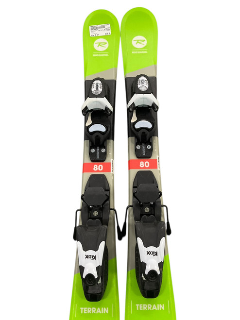 Vist Large View of Product Image Which is Used Rossignol TERRAIN Boys DH Ski/Binding Green 80 cm