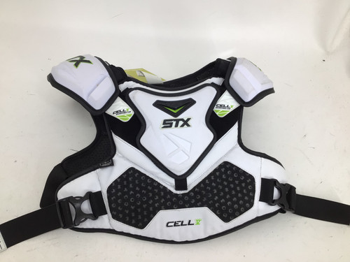 Vist Large View of Product Image Which is Used STX CELL V SR XL SHOULDER PADS Lacrosse Shoulder Pads White XL