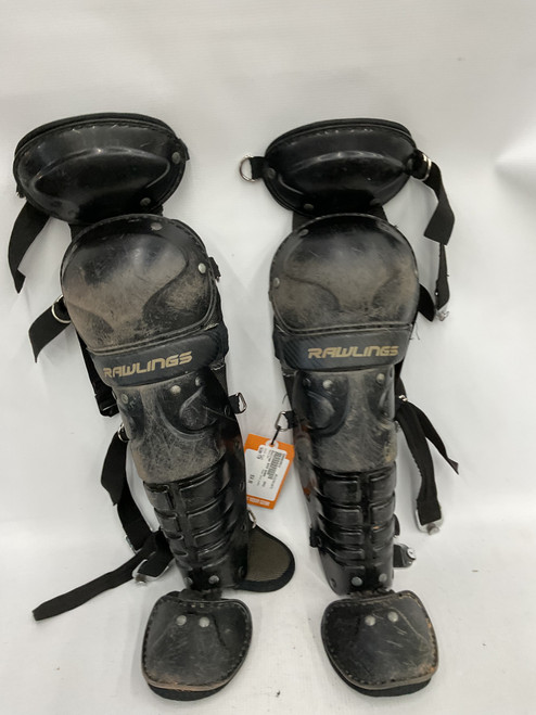Vist Large View of Product Image Which is Used Rawlings SHIN GUARD Catchers Leg Guards Black Youth