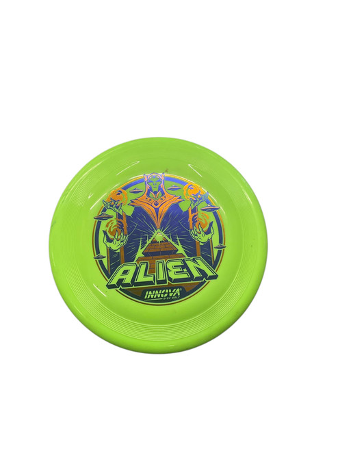 Vist Large View of Product Image Which is Used Innova ALIEN Disc Golf Mid Range Neon Green