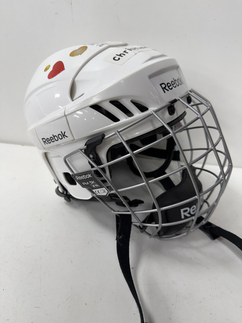 Vist Large View of Product Image Which is Used Reebok 3K Helmet Cage Combo White XS