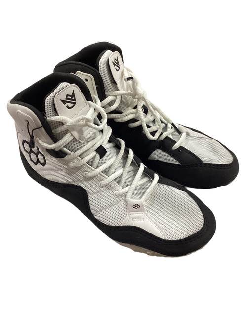 Vist Large View of Product Image Which is Used Rudis Wrestling Shoes White Youth 07.5